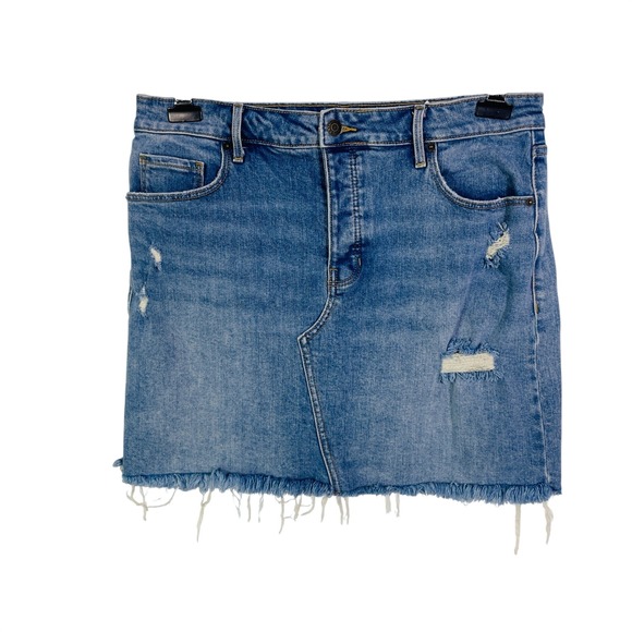 Old Navy Dresses & Skirts - Old Navy Jean Skirt Women's 12 Mini Denim Medium Wash Distressed Raw Hem